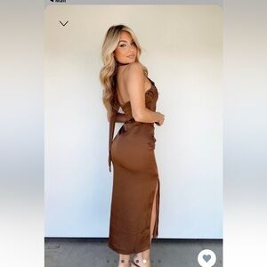 Brown silk dress